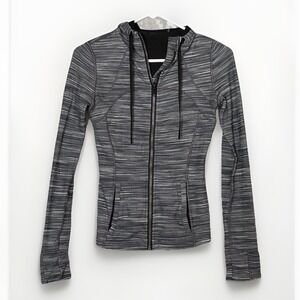 Lululemon Hooded Define Jacket Womens 4 Heathered Black Full Zip Yoga